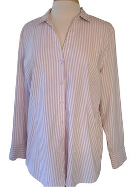 BNWOT J jill  Women’s Pink Stripe Button-Down Shirt sz xl